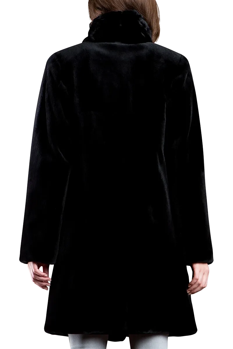 Reversible Sheared Mink and Chinchilla Fitted Mid-Length Fur Coat