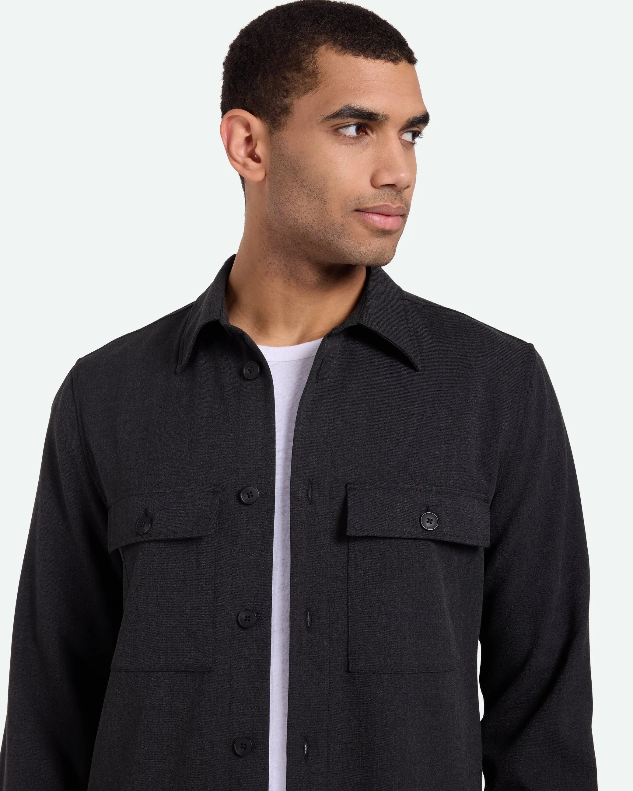 Santon 3765 Shirt - Dark Grey Melange