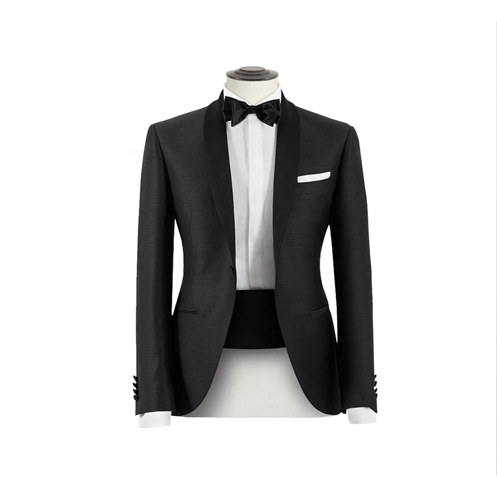 SHAWL LAPEL TUXEDO WITH CUMMERBUND