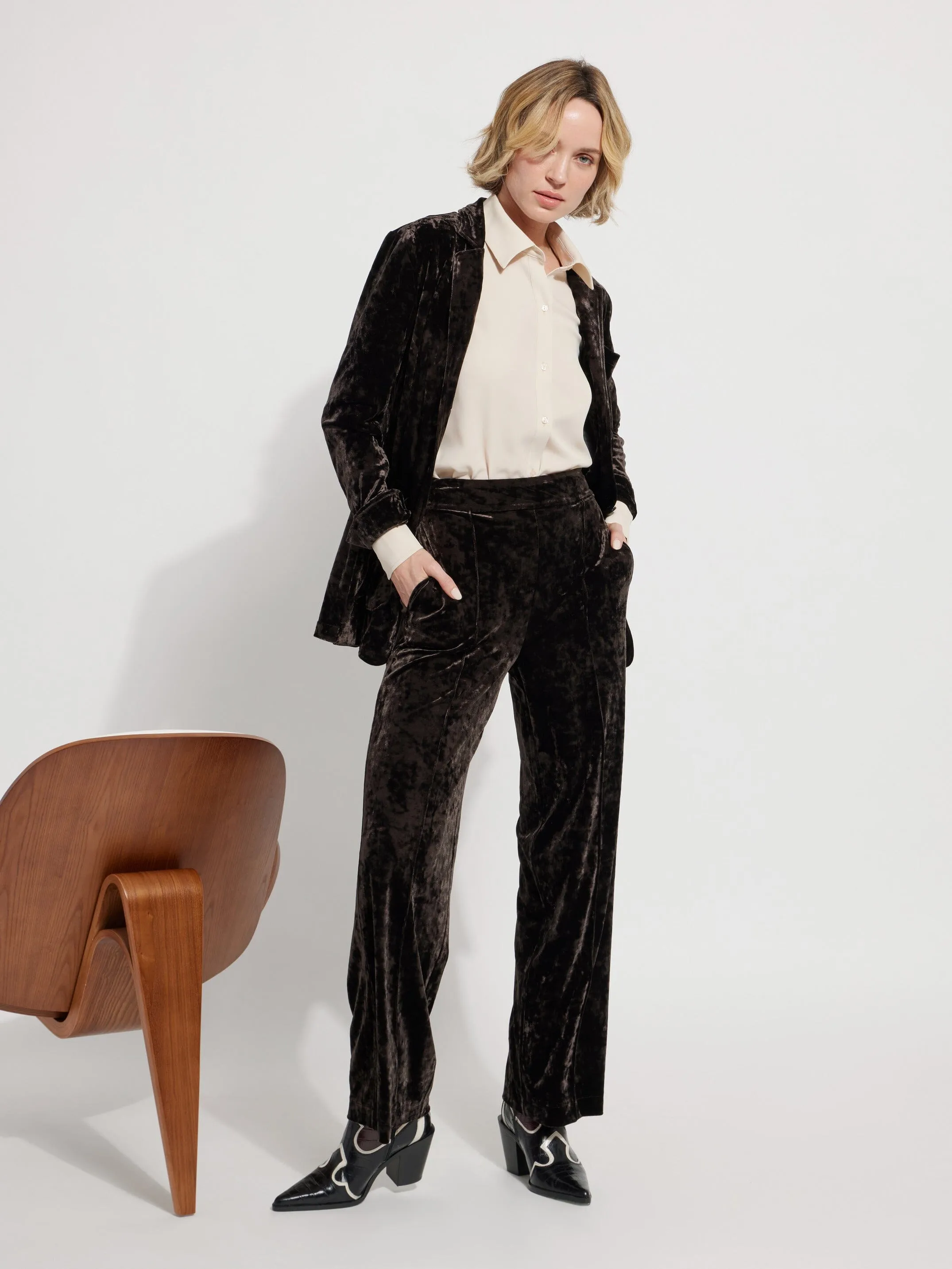 Shay Crushed Velvet Suit Pant (30" Inseam)