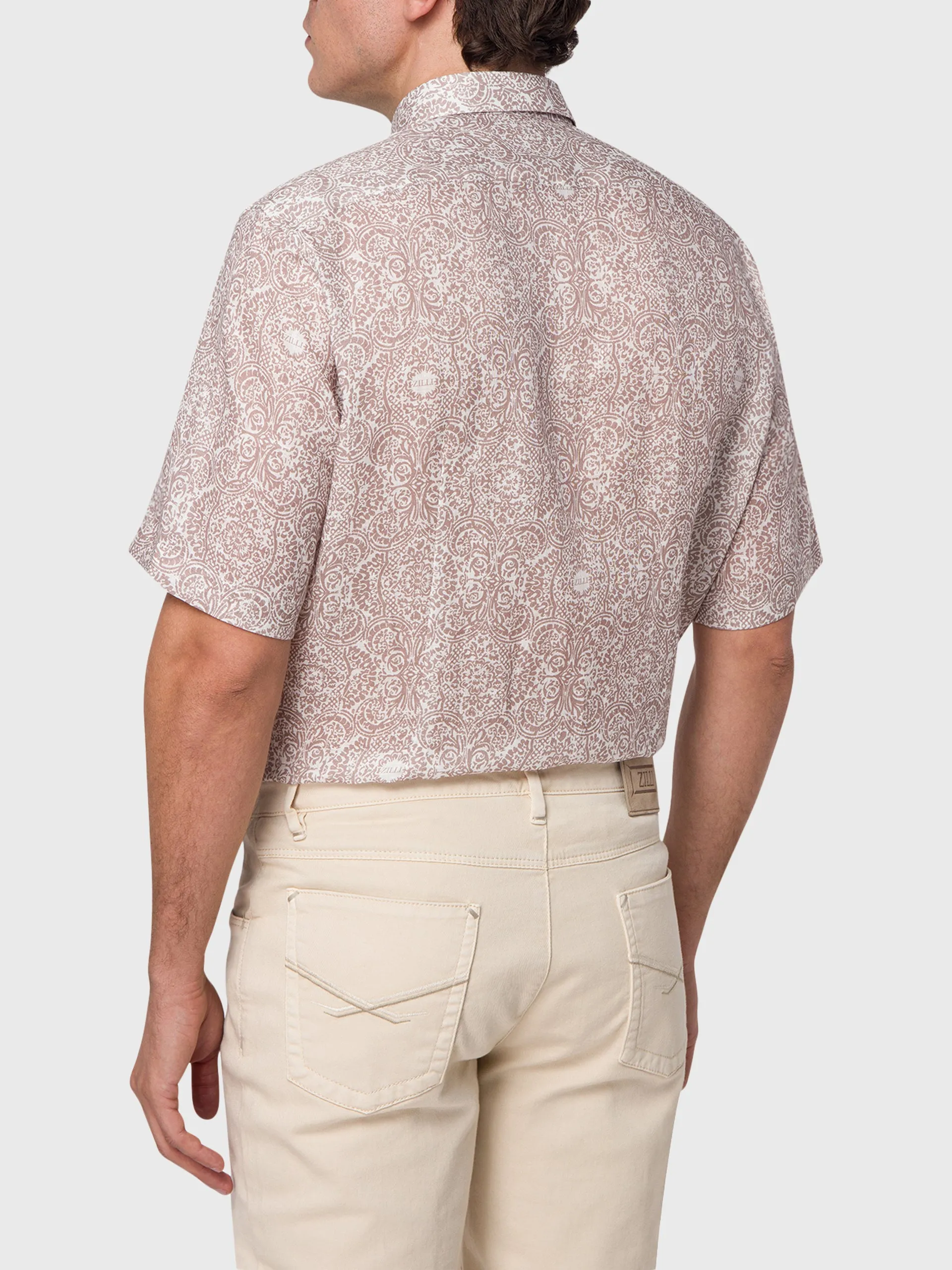 Short Sleeve Shirt with Paisley Printed Pattern