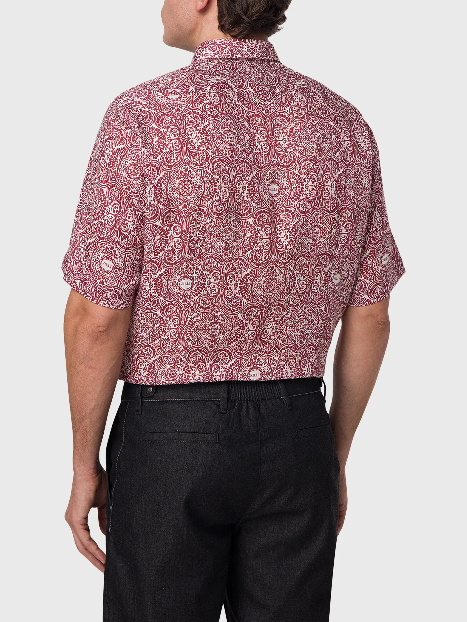 Short Sleeve Shirt with Paisley Printed Pattern