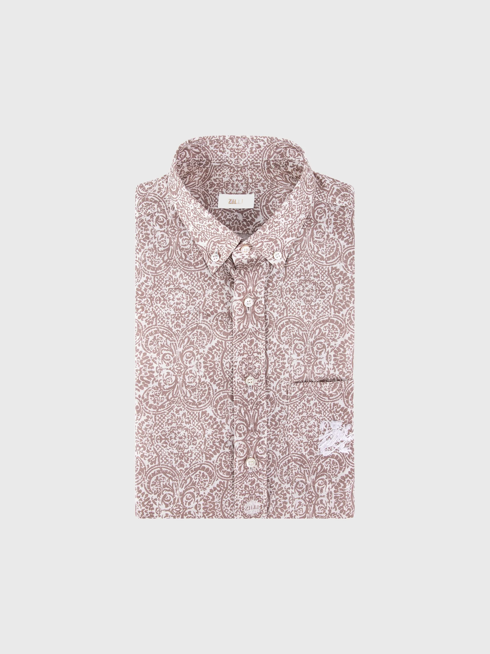 Short Sleeve Shirt with Paisley Printed Pattern