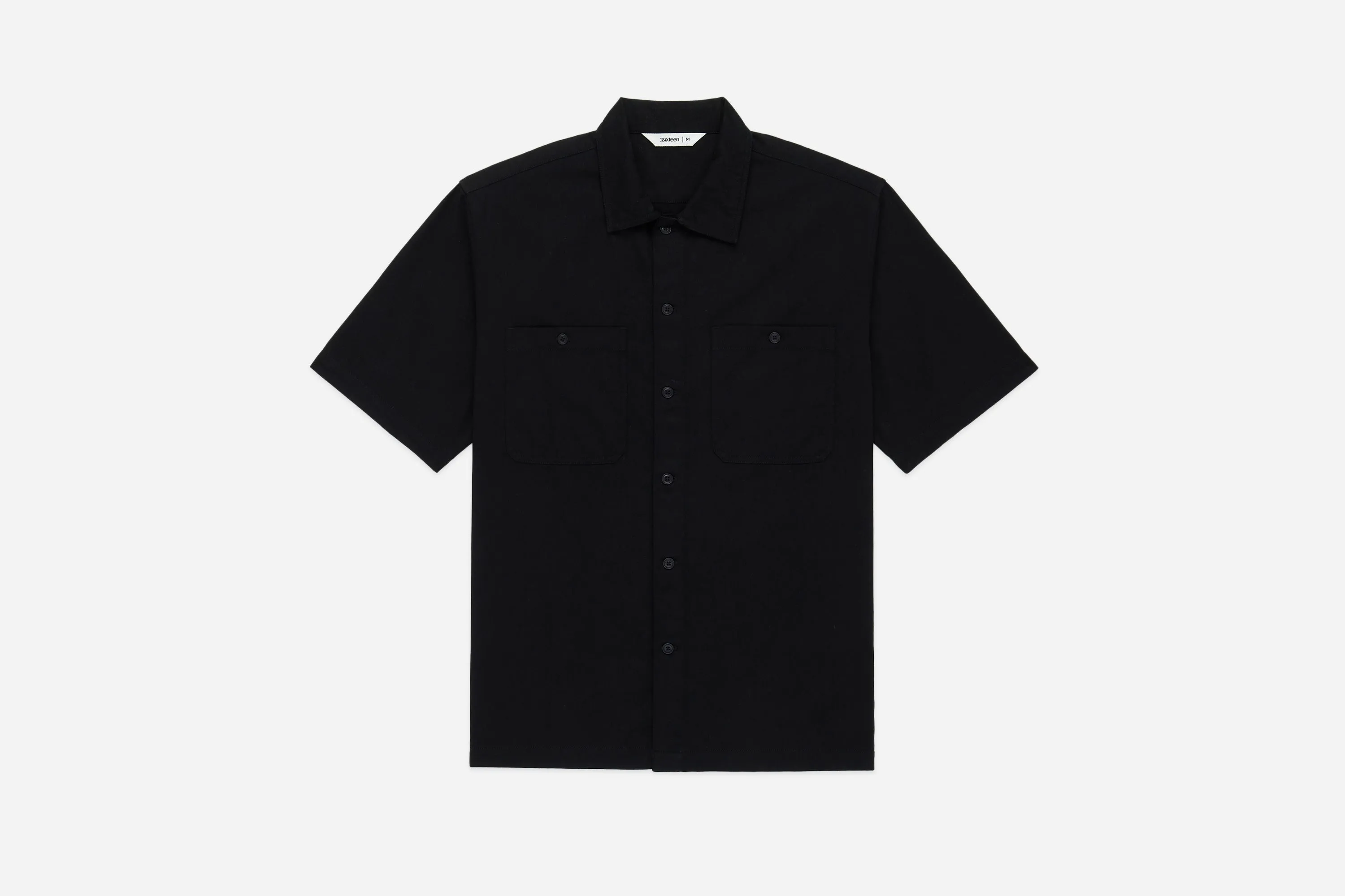 Short Sleeve Workshirt ~ Black Cotton Twill