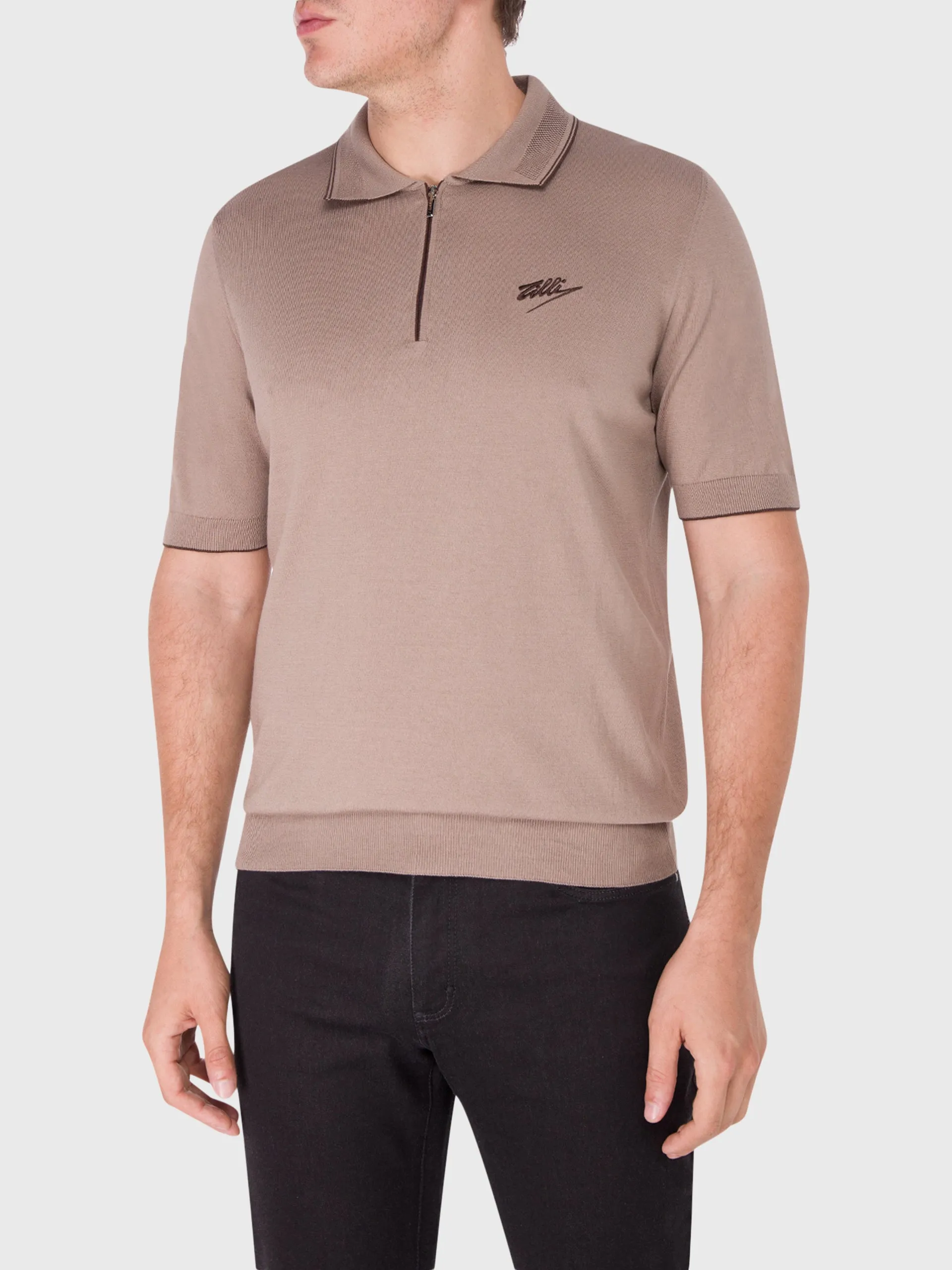 Silk and Cotton Knit Polo Shirt