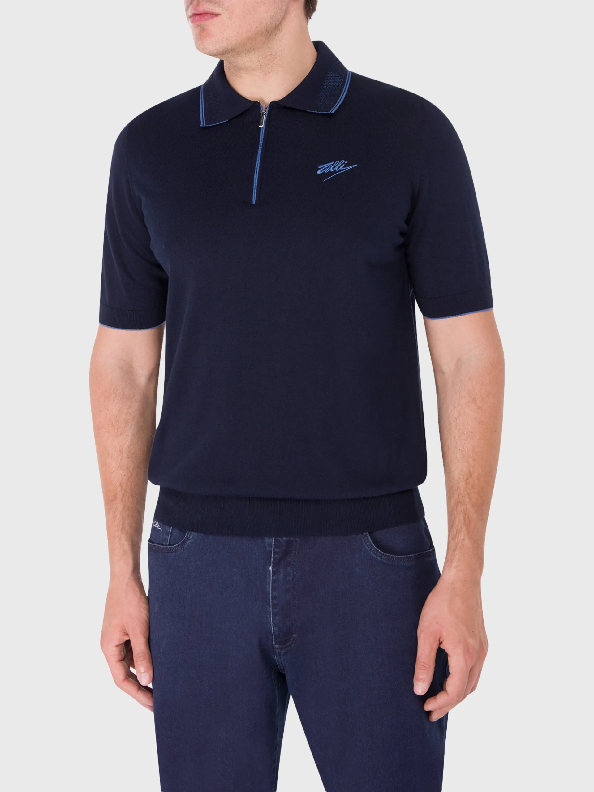 Silk and Cotton Knit Polo Shirt