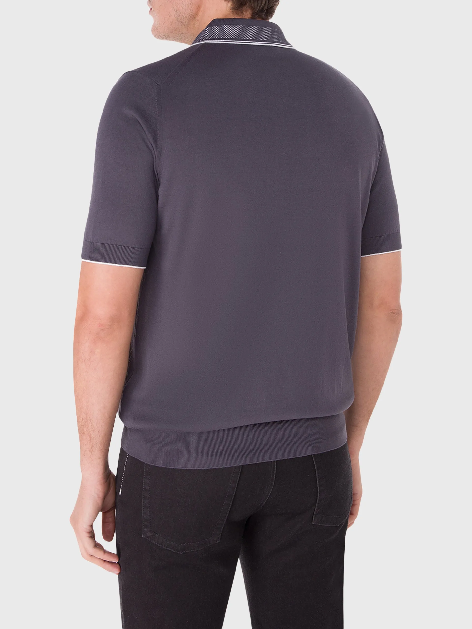 Silk and Cotton Knit Polo Shirt