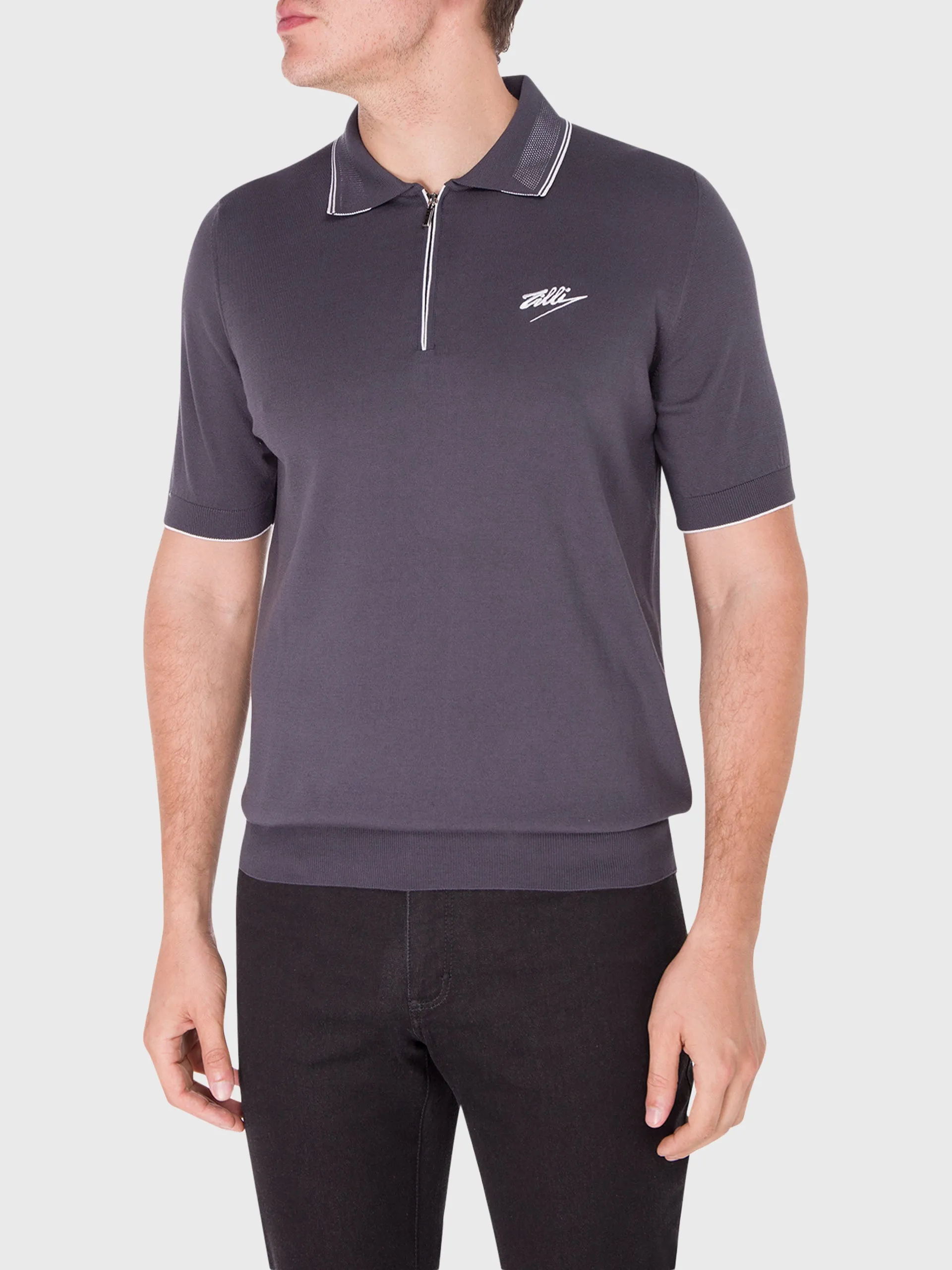 Silk and Cotton Knit Polo Shirt