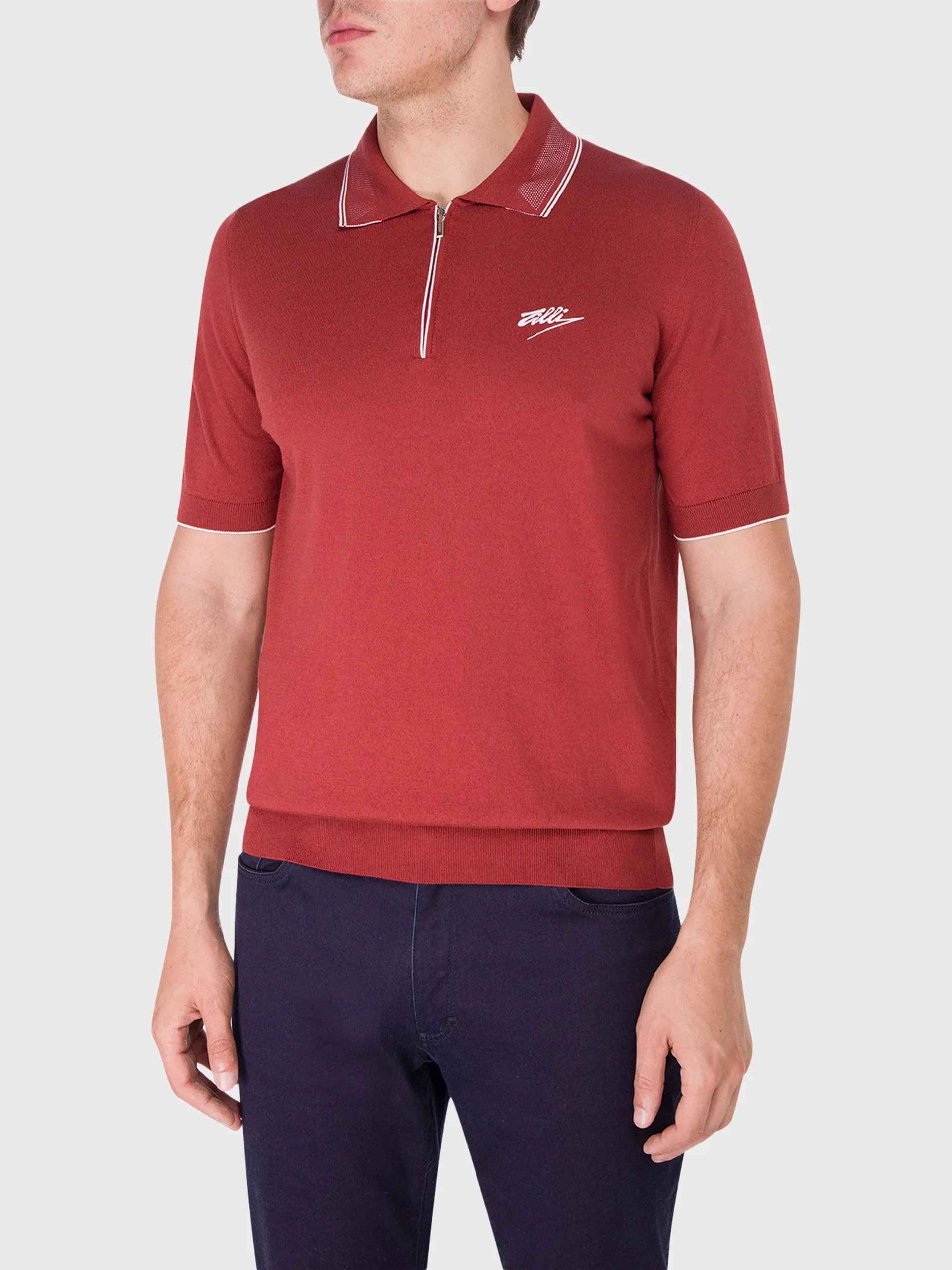 Silk and Cotton Knit Polo Shirt