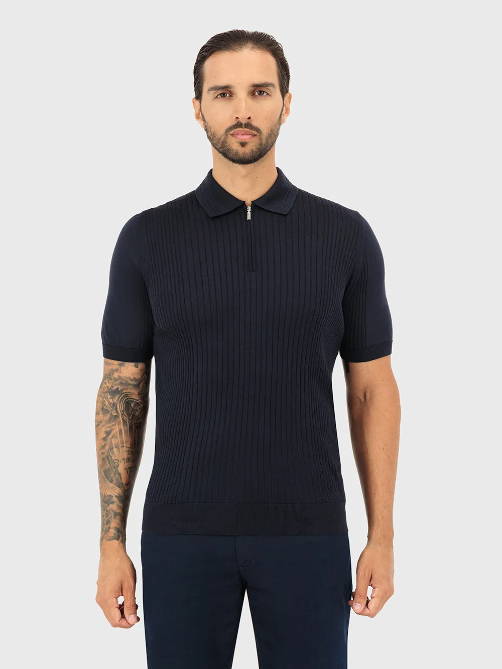 Silk Zipped Polo Shirt