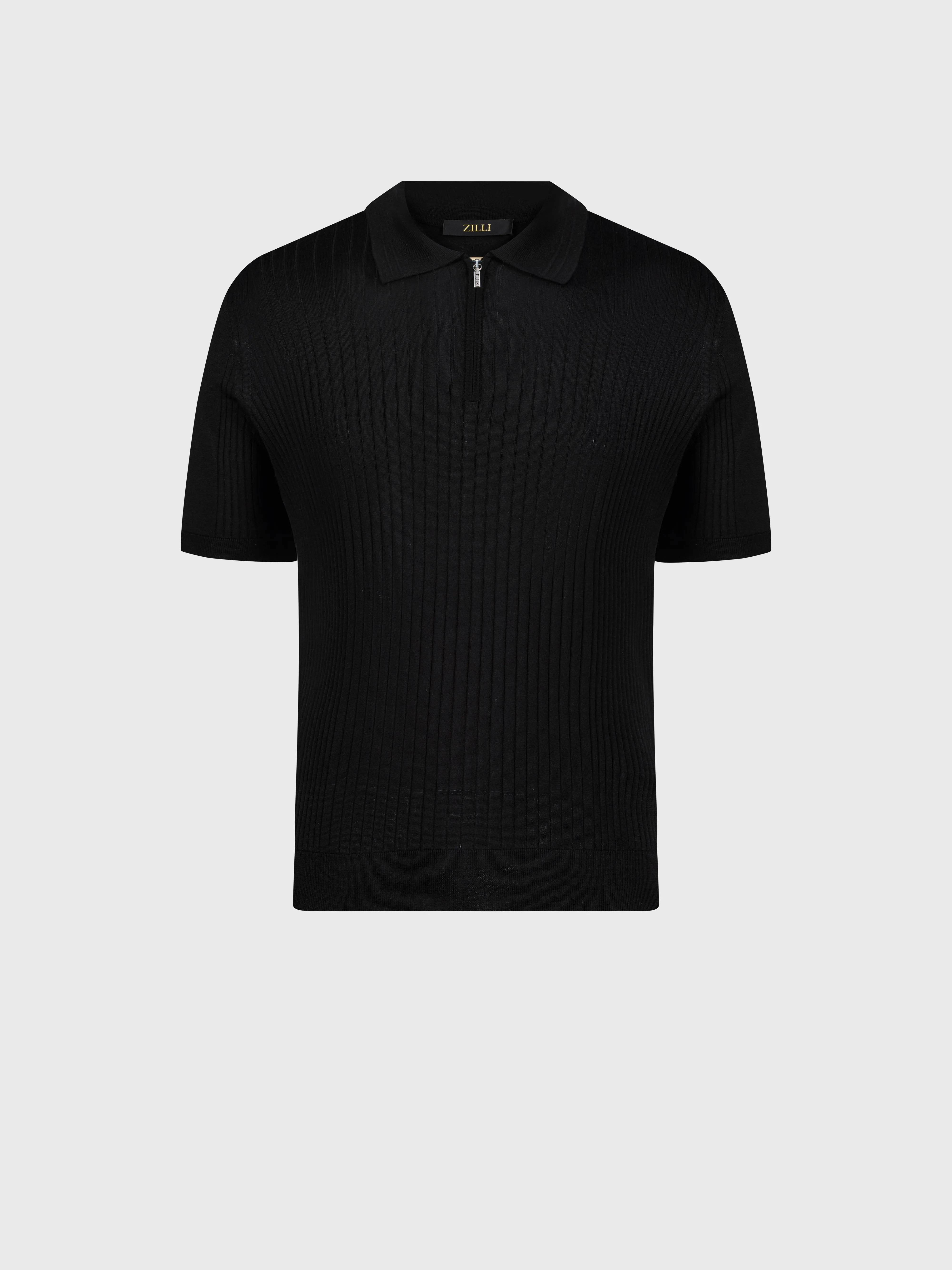 Silk Zipped Polo Shirt