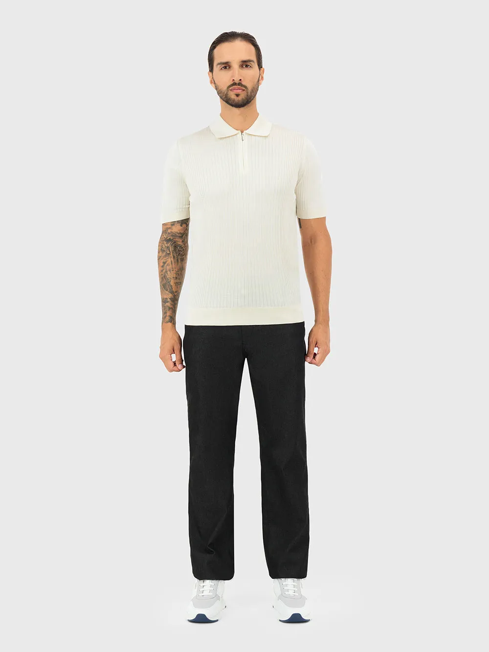 Silk Zipped Polo Shirt