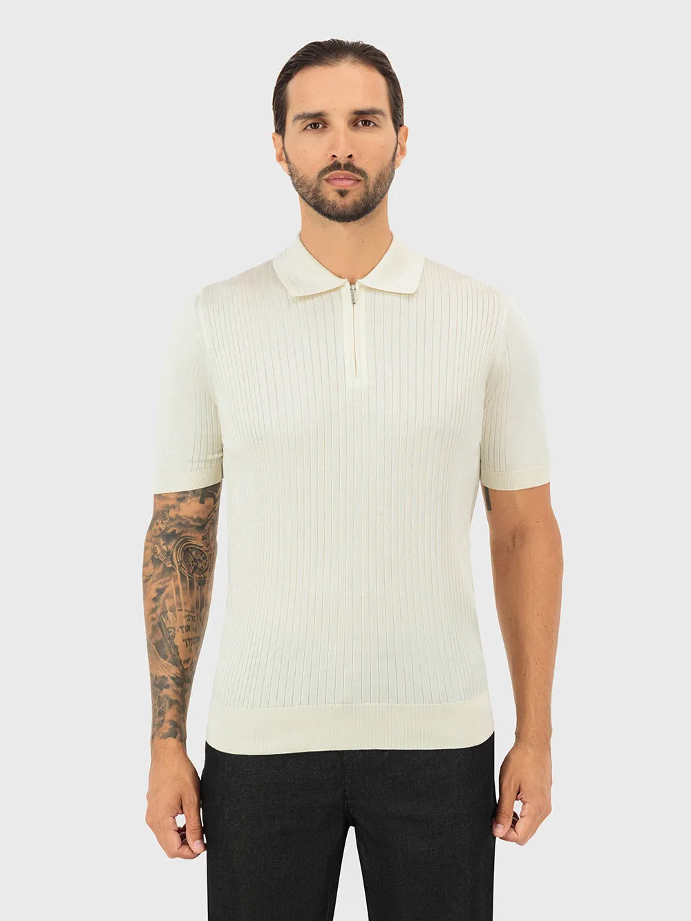 Silk Zipped Polo Shirt