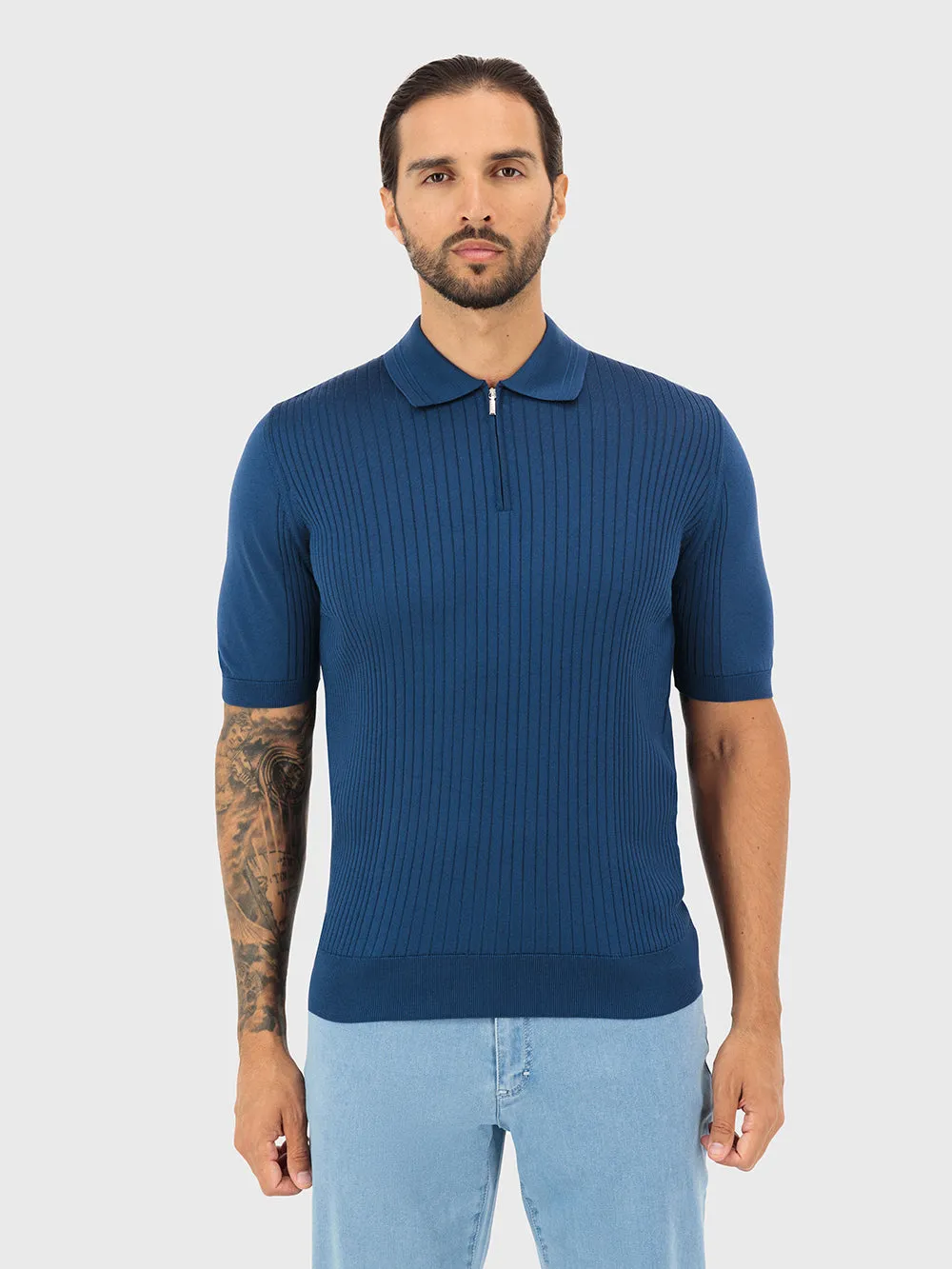 Silk Zipped Polo Shirt