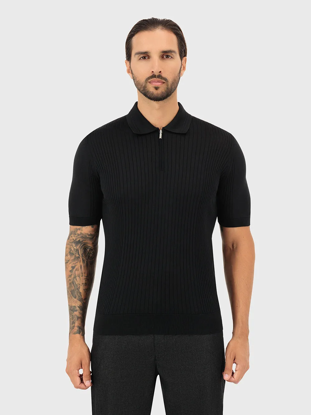 Silk Zipped Polo Shirt