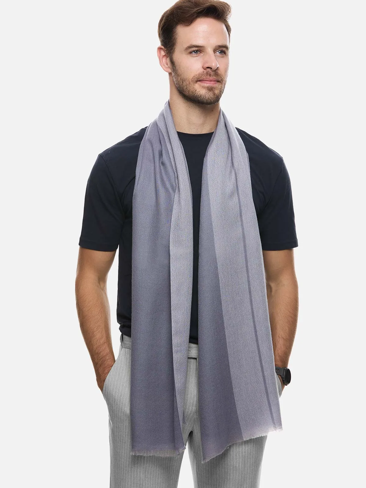 Silver Diamond Mens Cashmere Scarf