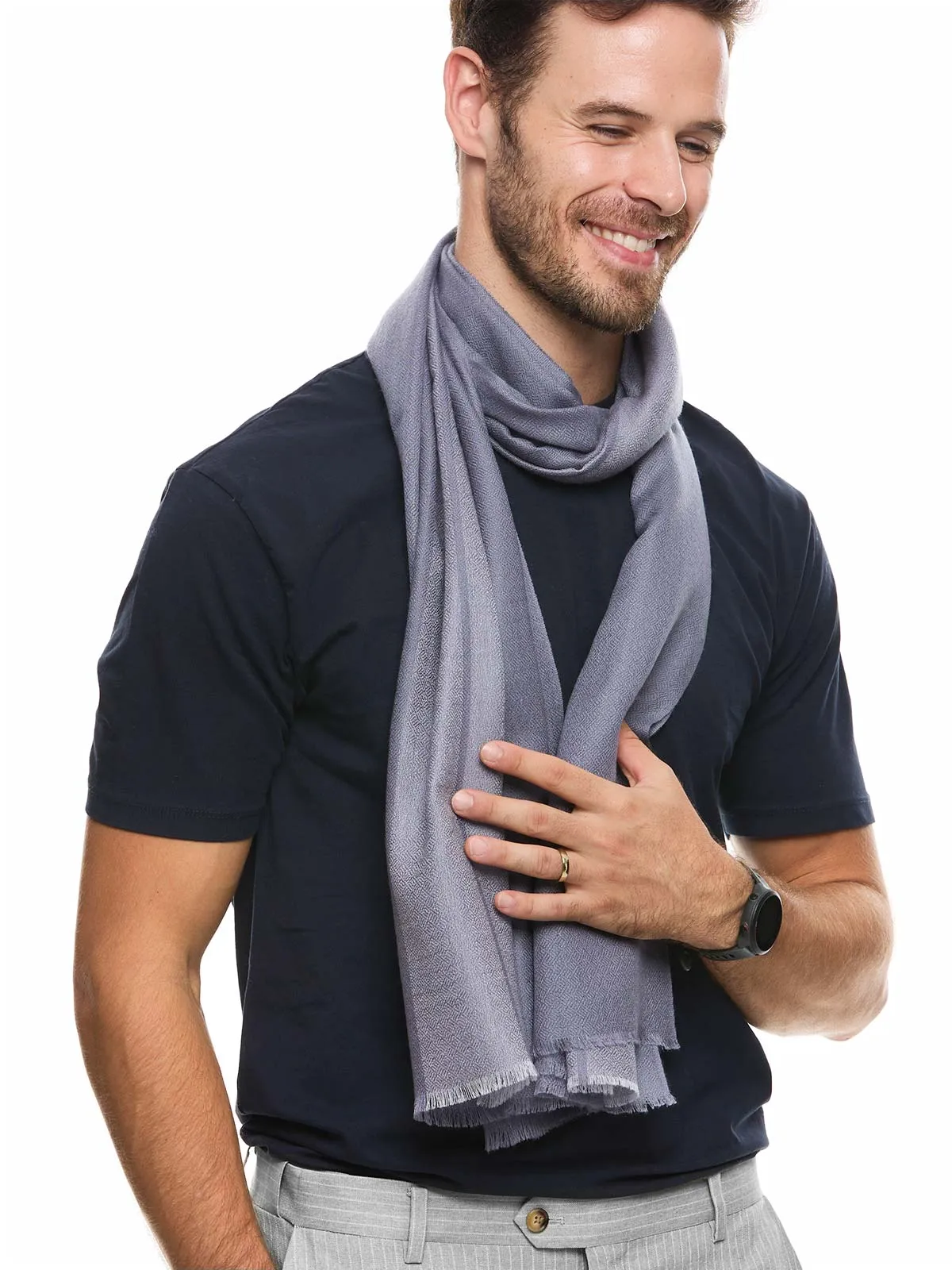 Silver Diamond Mens Cashmere Scarf