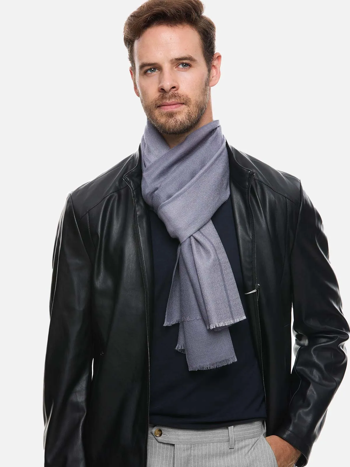 Silver Diamond Mens Cashmere Scarf