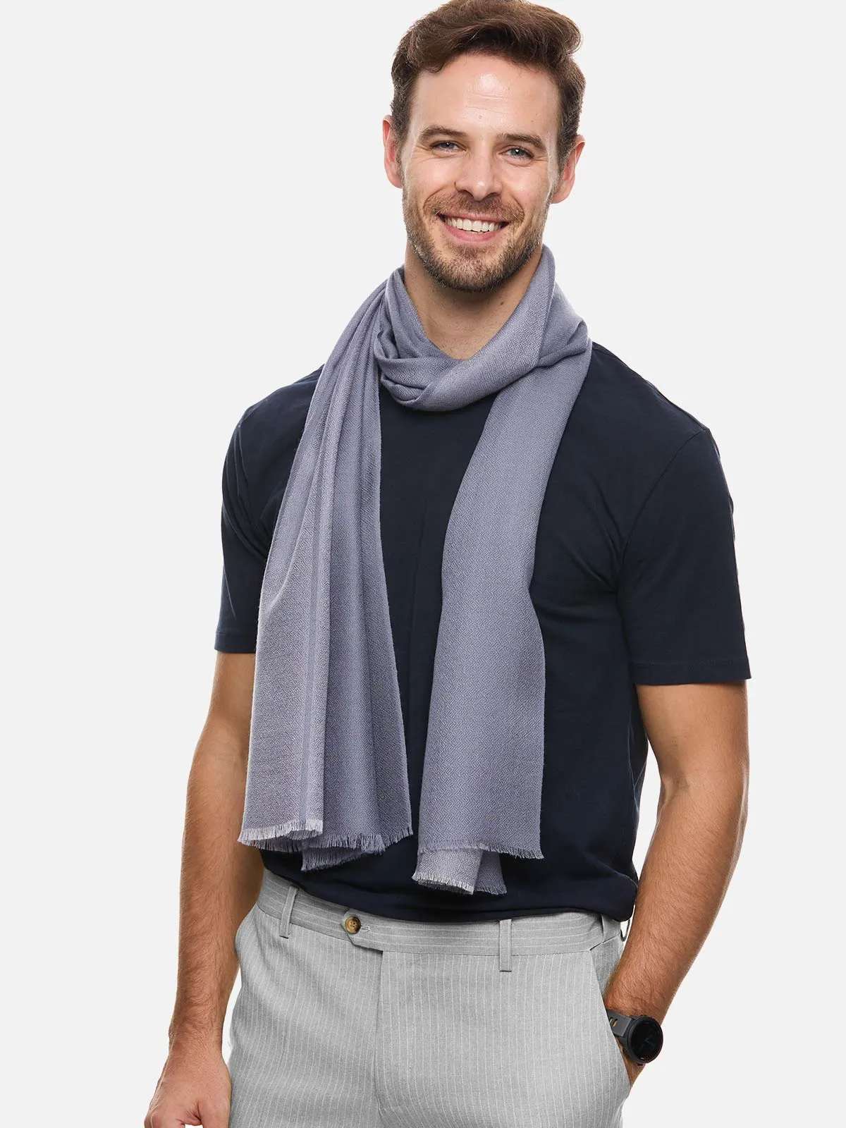 Silver Diamond Mens Cashmere Scarf