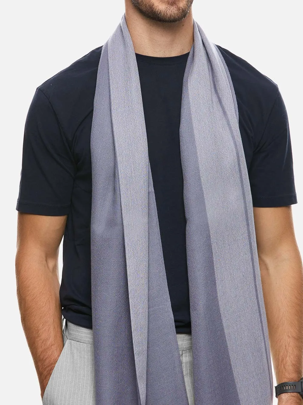 Silver Diamond Mens Cashmere Scarf