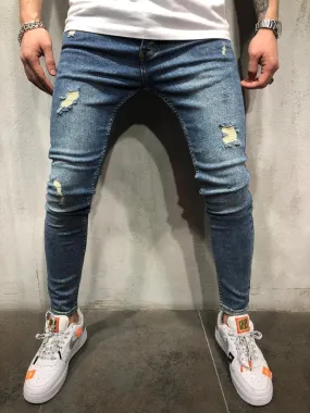 Sneakerjeans Vintage Blue Ripped Skinny Jeans AY078