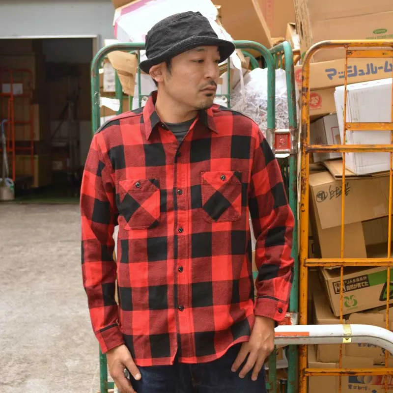 SUGAR CANE "SC29147" TWILL CHECK L/S WORK SHIRT