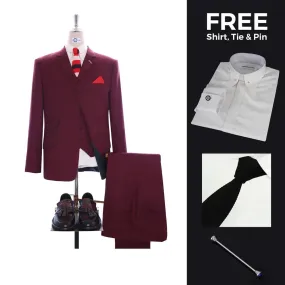 Suit deals | Buy 1 Burgundy Prince Of Wales Check Suit Get Free 3 Products