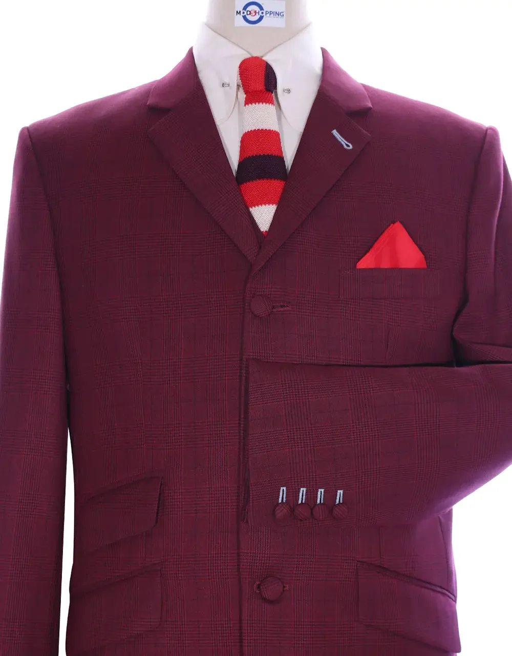 Suit deals | Buy 1 Burgundy Prince Of Wales Check Suit Get Free 3 Products