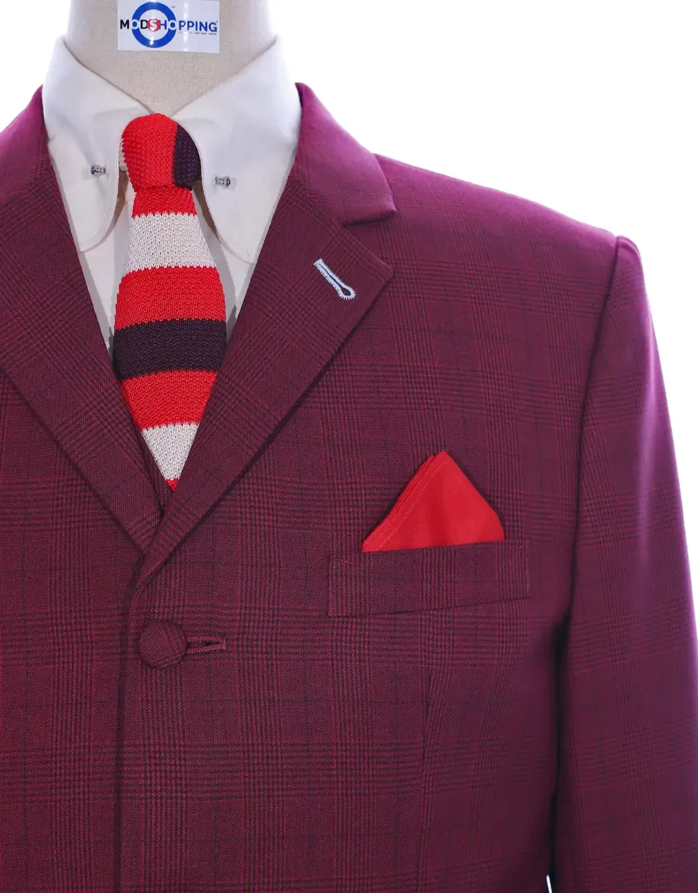 Suit deals | Buy 1 Burgundy Prince Of Wales Check Suit Get Free 3 Products