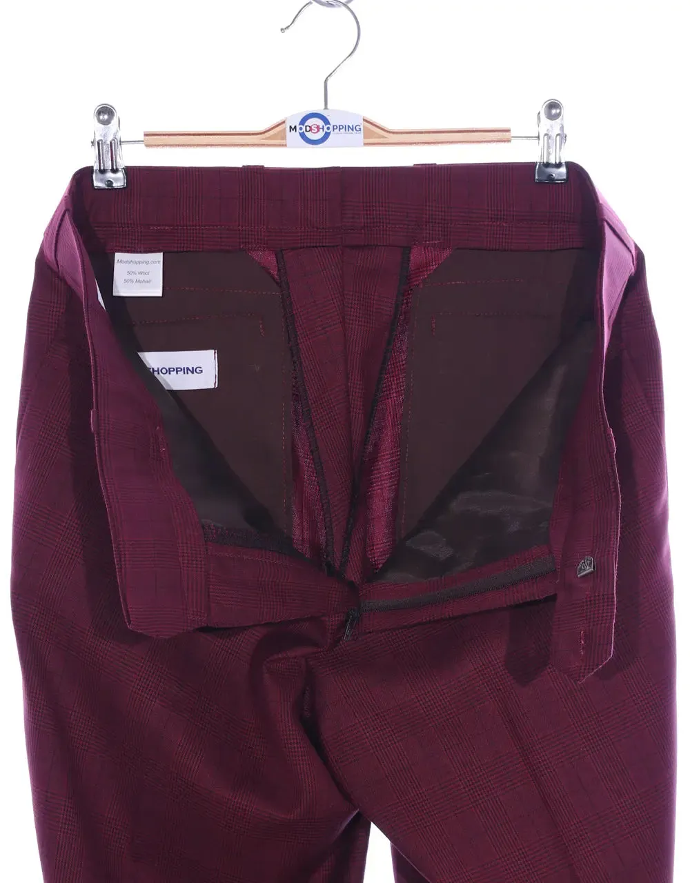 Suit deals | Buy 1 Burgundy Prince Of Wales Check Suit Get Free 3 Products