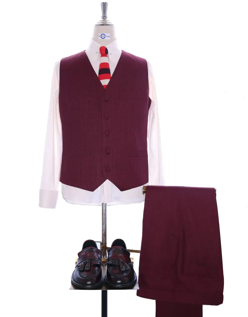 Suit deals | Buy 1 Burgundy Prince Of Wales Check Suit Get Free 3 Products