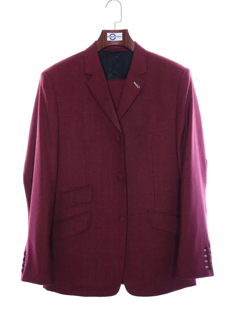 Suit deals | Buy 1 Burgundy Prince Of Wales Check Suit Get Free 3 Products