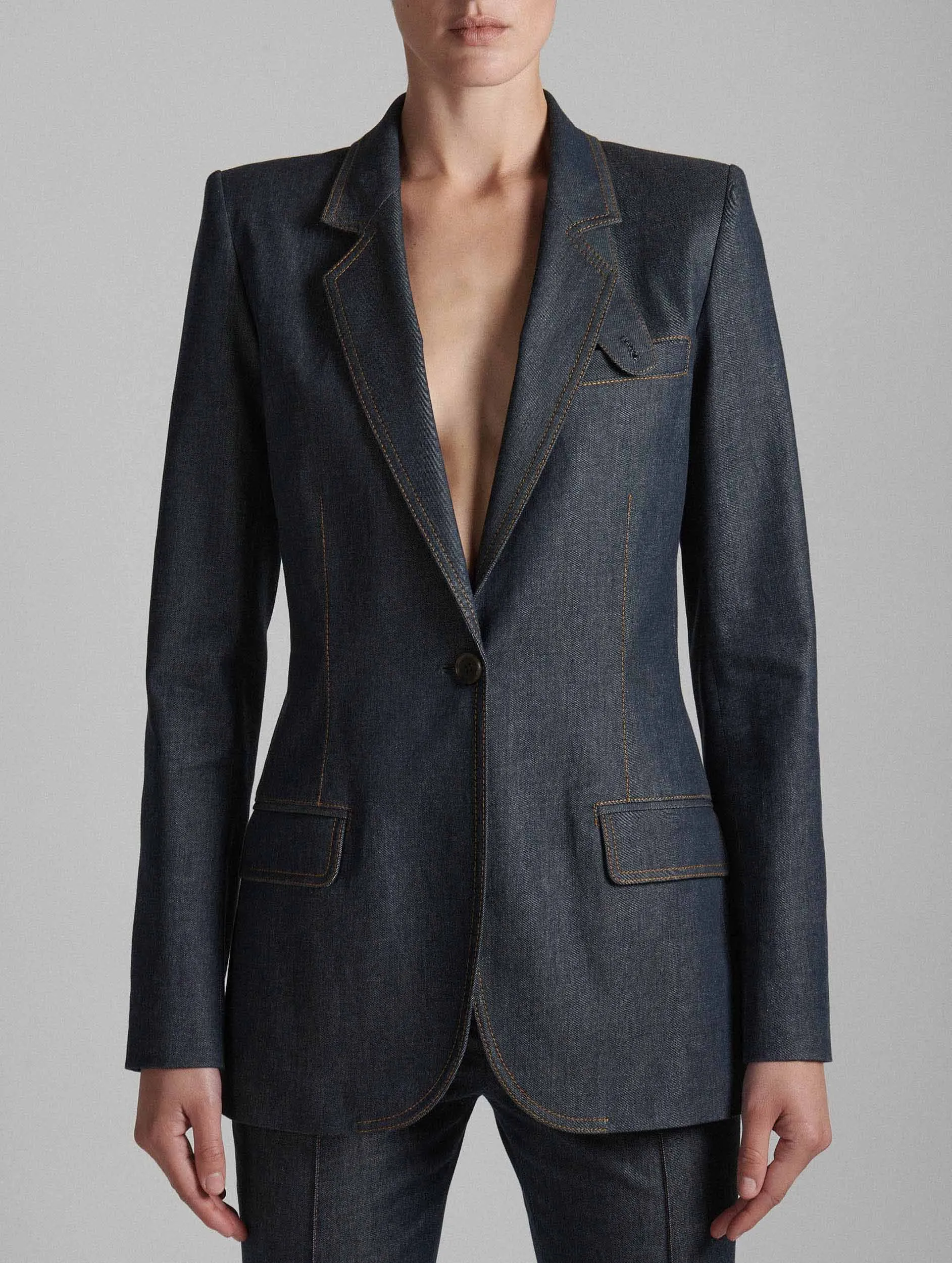 Suit jacket in washed denim