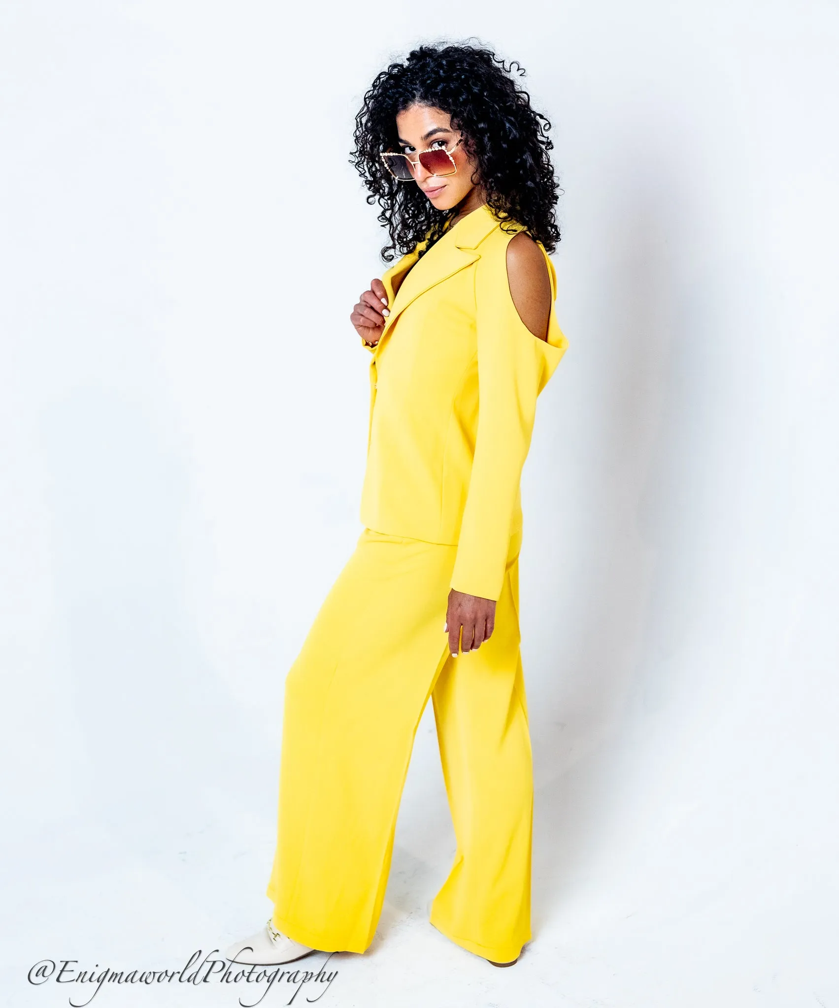 Sunflower Cold shoulder suit set