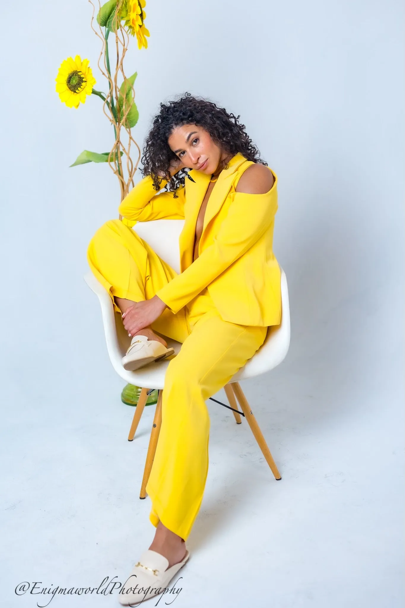 Sunflower Cold shoulder suit set