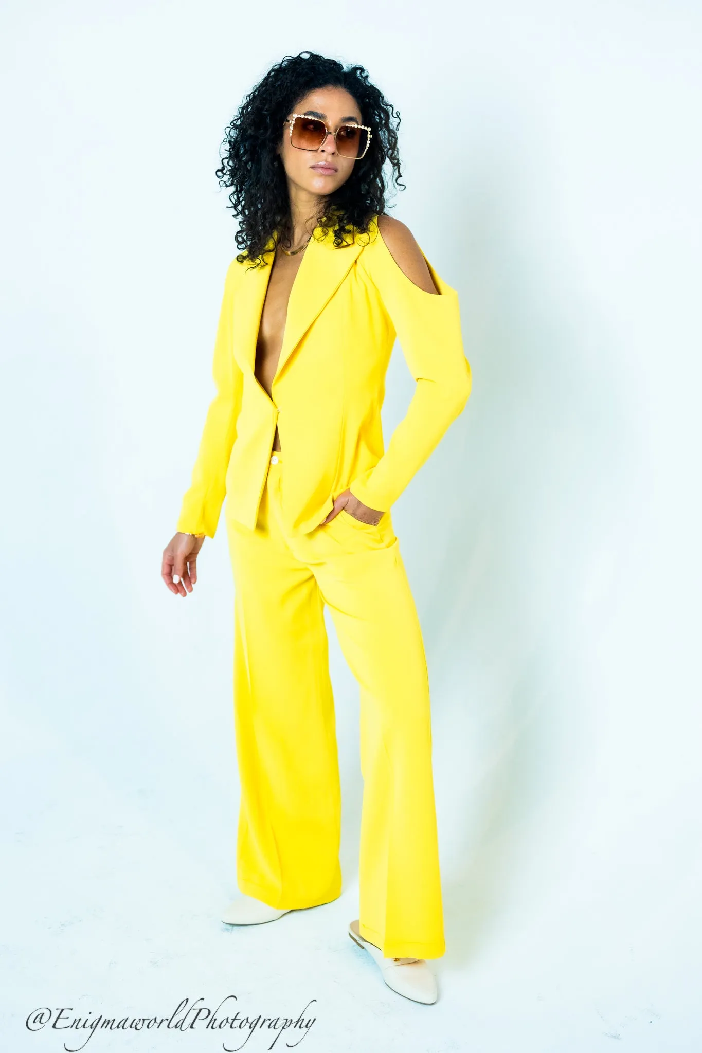 Sunflower Cold shoulder suit set