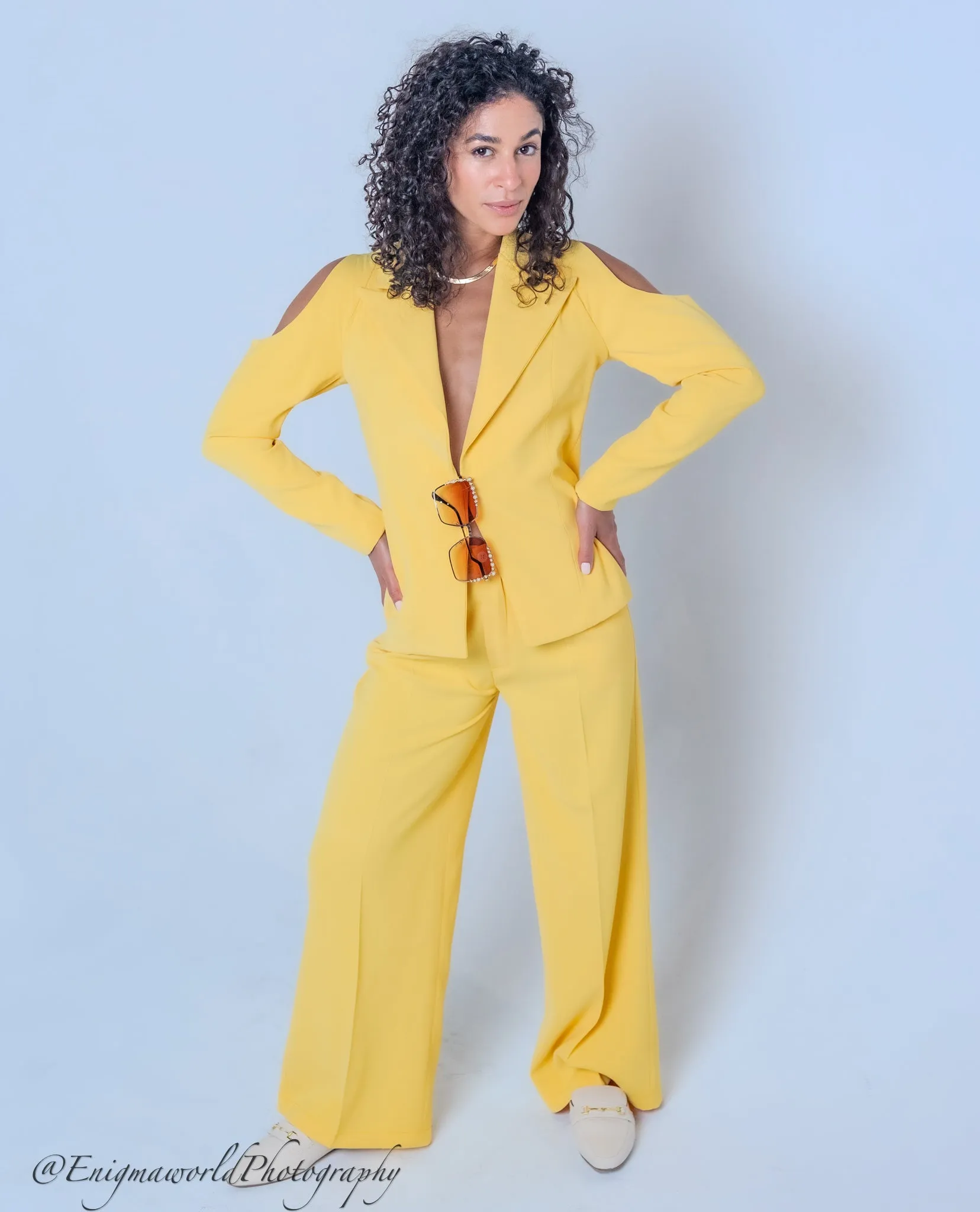 Sunflower Cold shoulder suit set