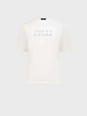 T-Shirt with Gradient Zilli Shade Embroidery White