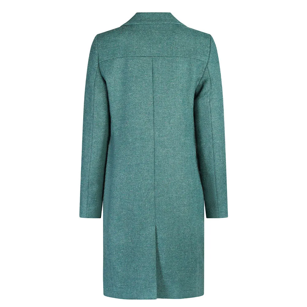 Teal Aisling Donegal Tweed Knee Coat