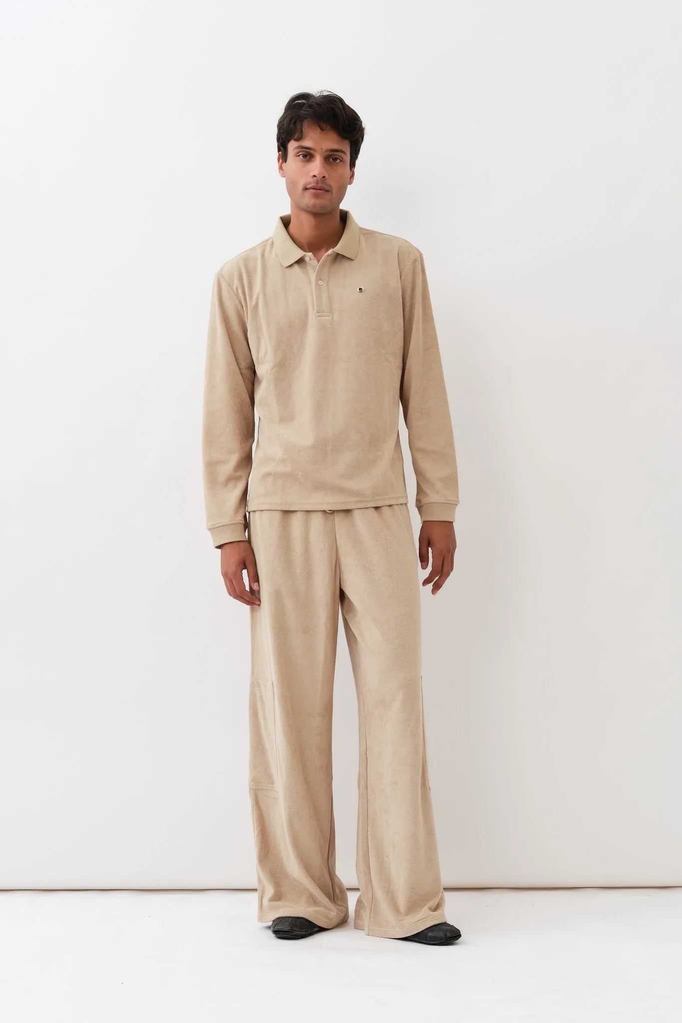 Terrycloth Polo Shirt — Biscuit