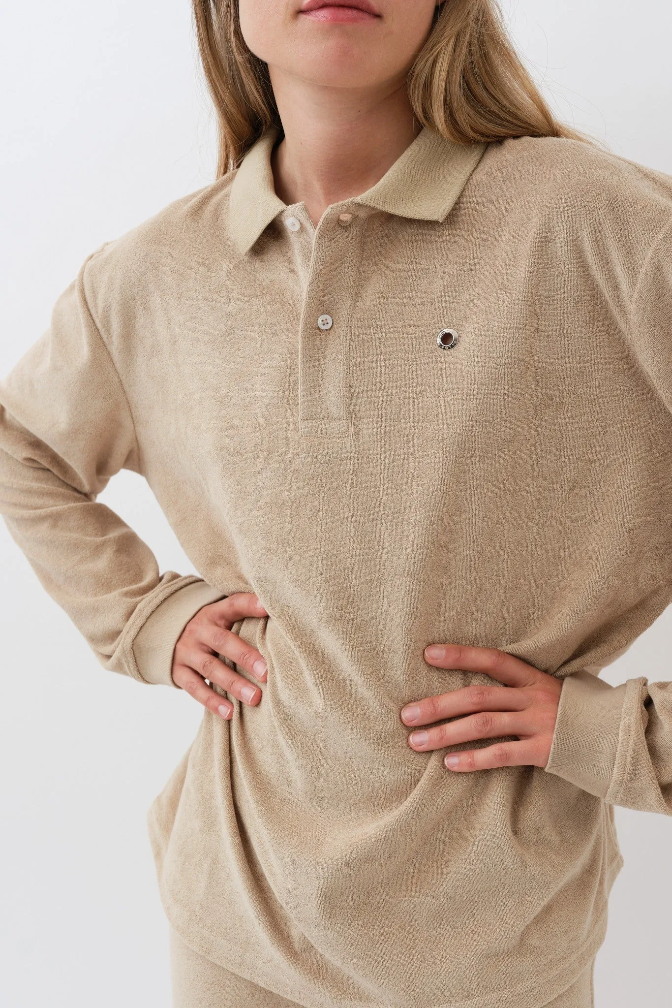 Terrycloth Polo Shirt — Biscuit