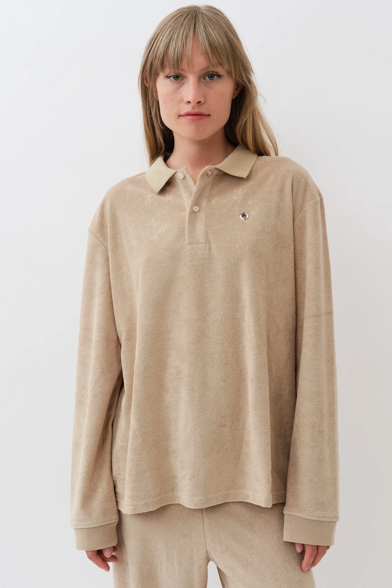 Terrycloth Polo Shirt — Biscuit