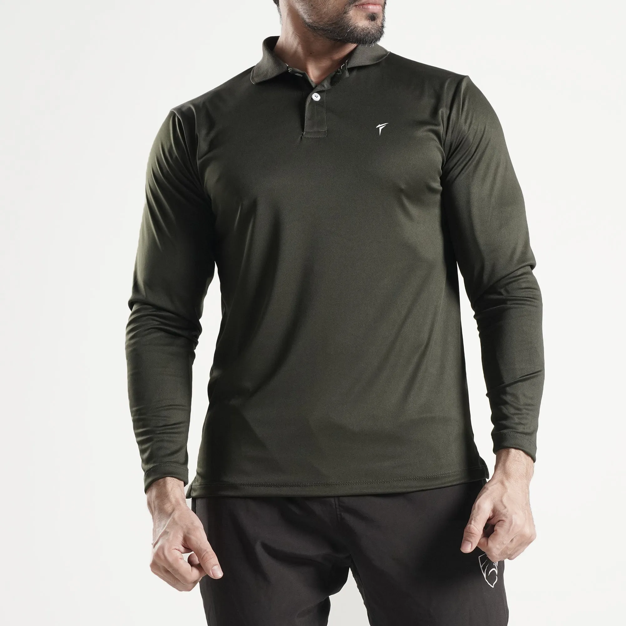 Tf-Full Sleeve Olive Polo Tee