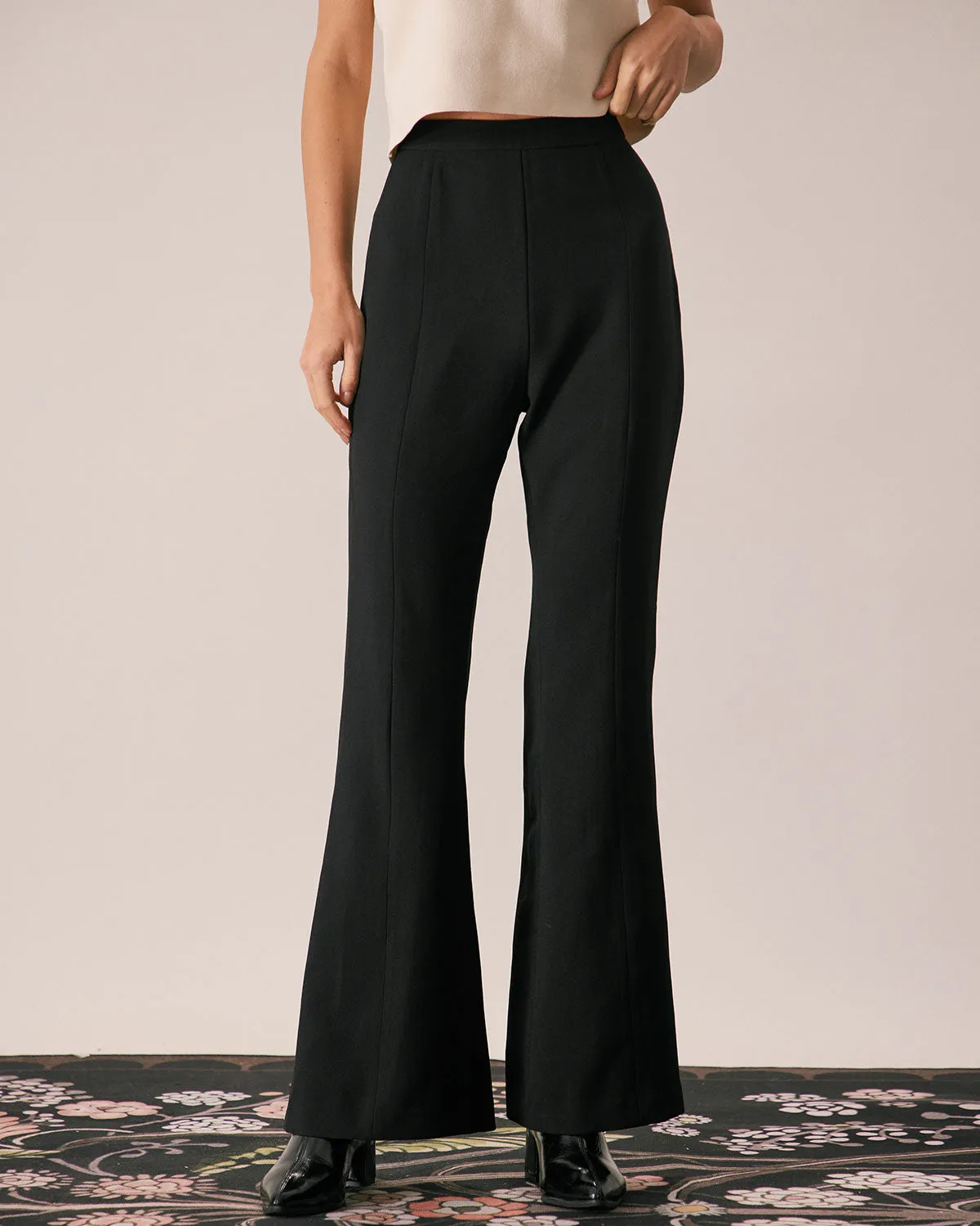 The Black High Waisted Zipper Flare Pants