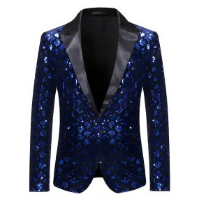 The Damond Sequin Slim Fit Blazer Suit Jacket - Cobalt