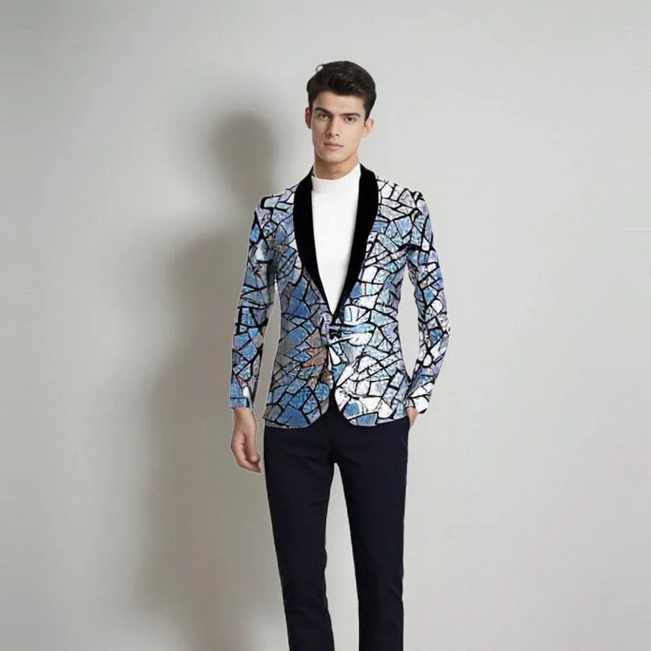 The Geo Sequin Slim Fit Blazer Suit Jacket