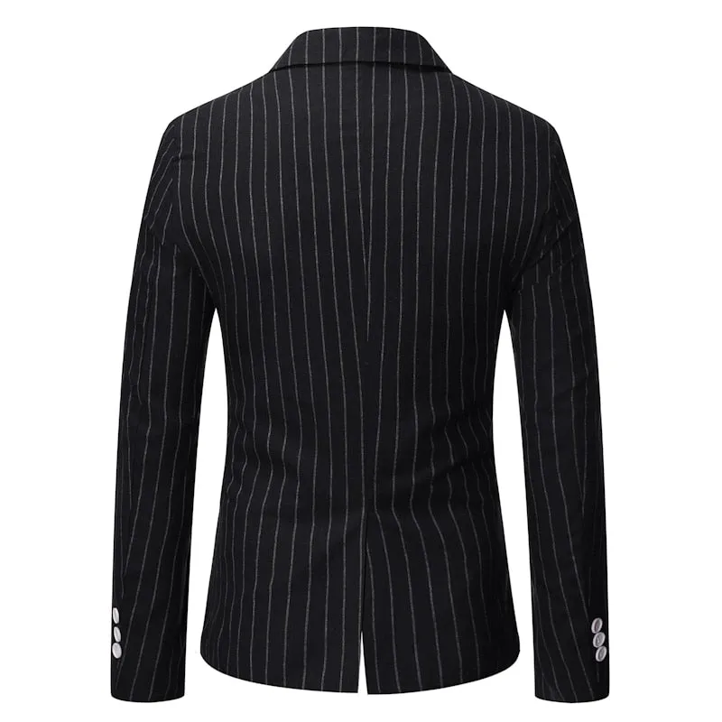 The Hamilton Pinstripe Slim Fit Blazer Suit Jacket - Black