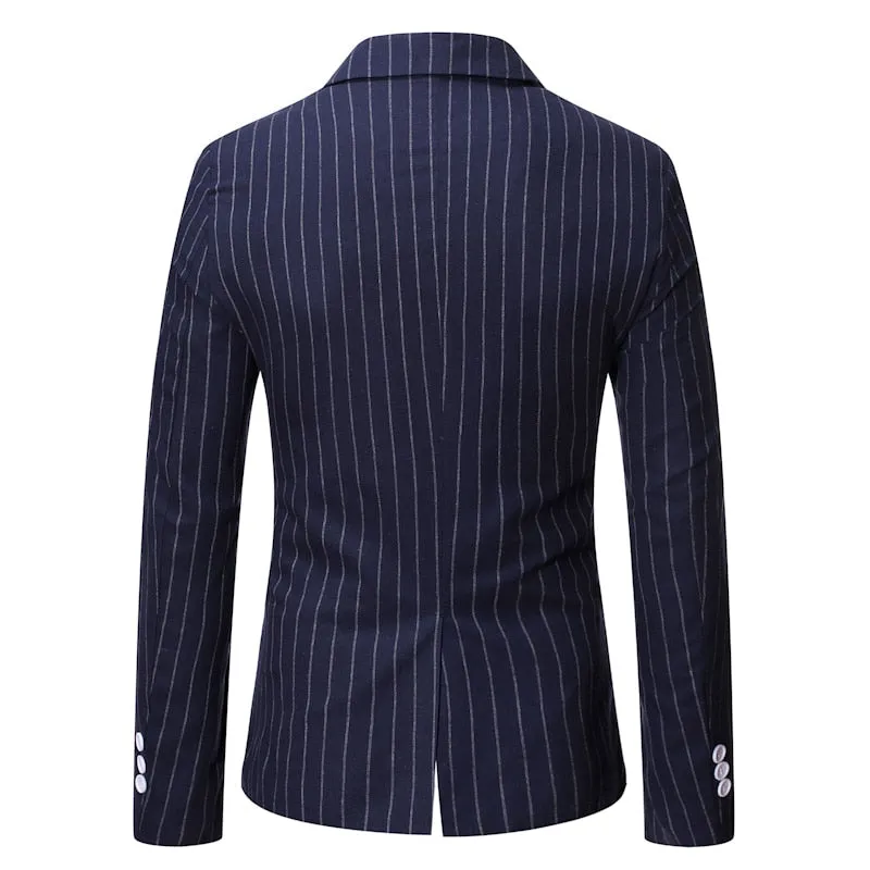 The Hamilton Pinstripe Slim Fit Blazer Suit Jacket - Navy