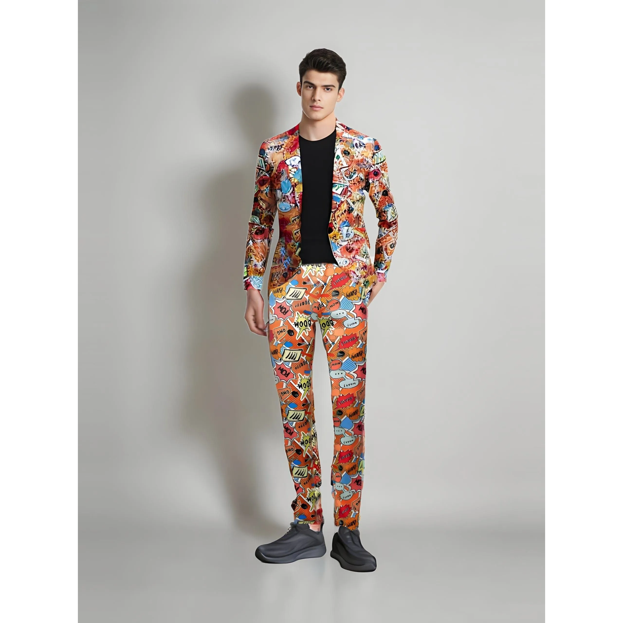 The Pop Art Slim Fit Two-Piece Suit - Tangerine