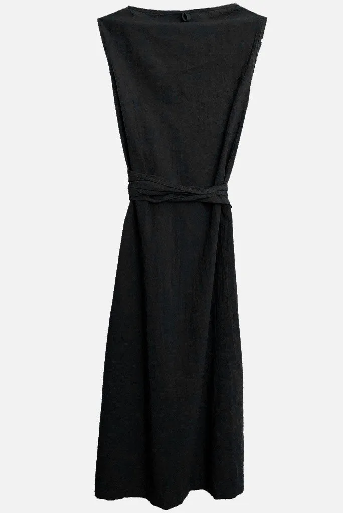 UZI OXFORD WRAP DRESS, BLACK